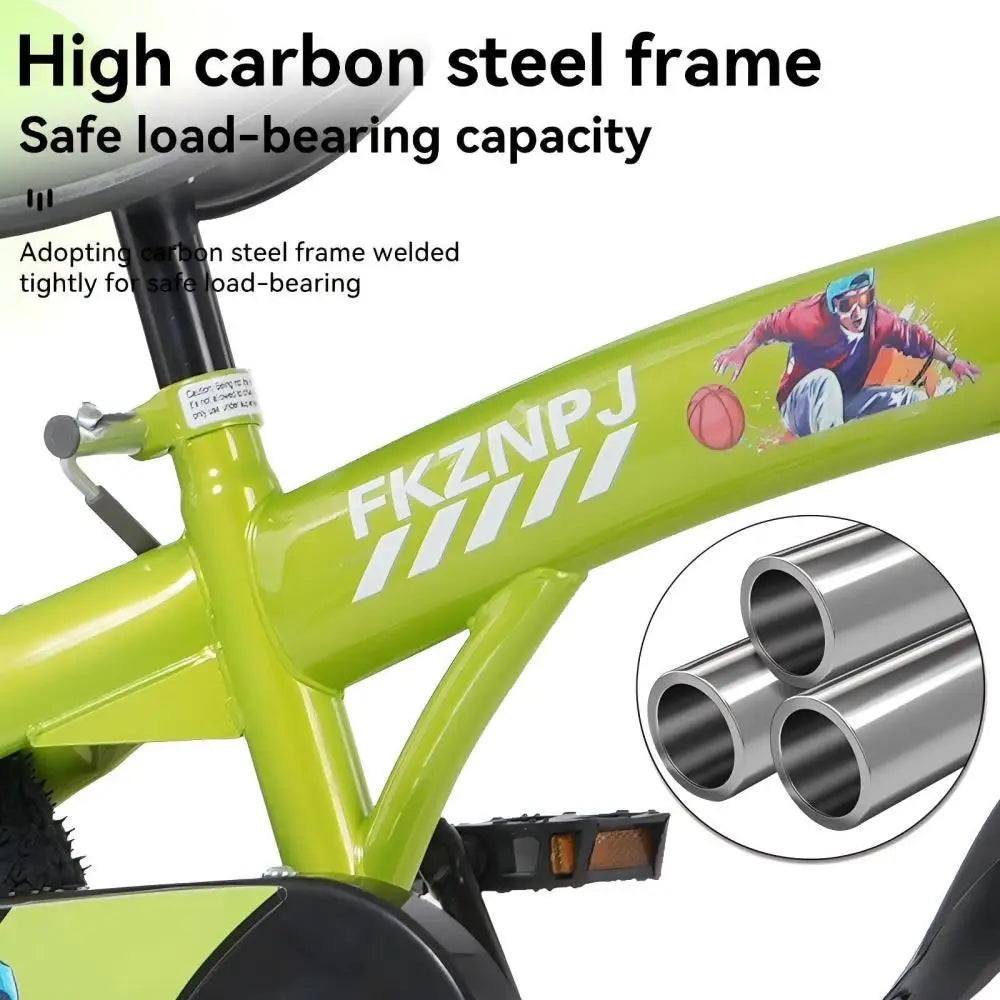 FKZNPJ 18-Inch Kids Bicycle . Bike with Training Wheels, Basket & Adjustable Seat for Boys and Girls