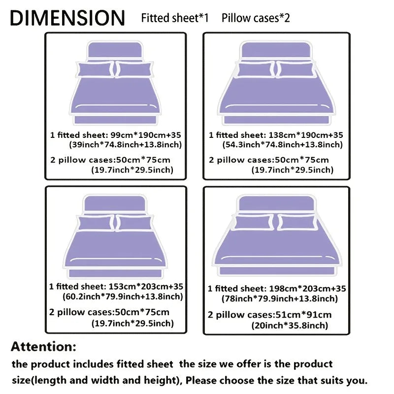 3 Piece Cooling Digital Print Fitted Sheet Set.  Soft Modern Plaid Bedding