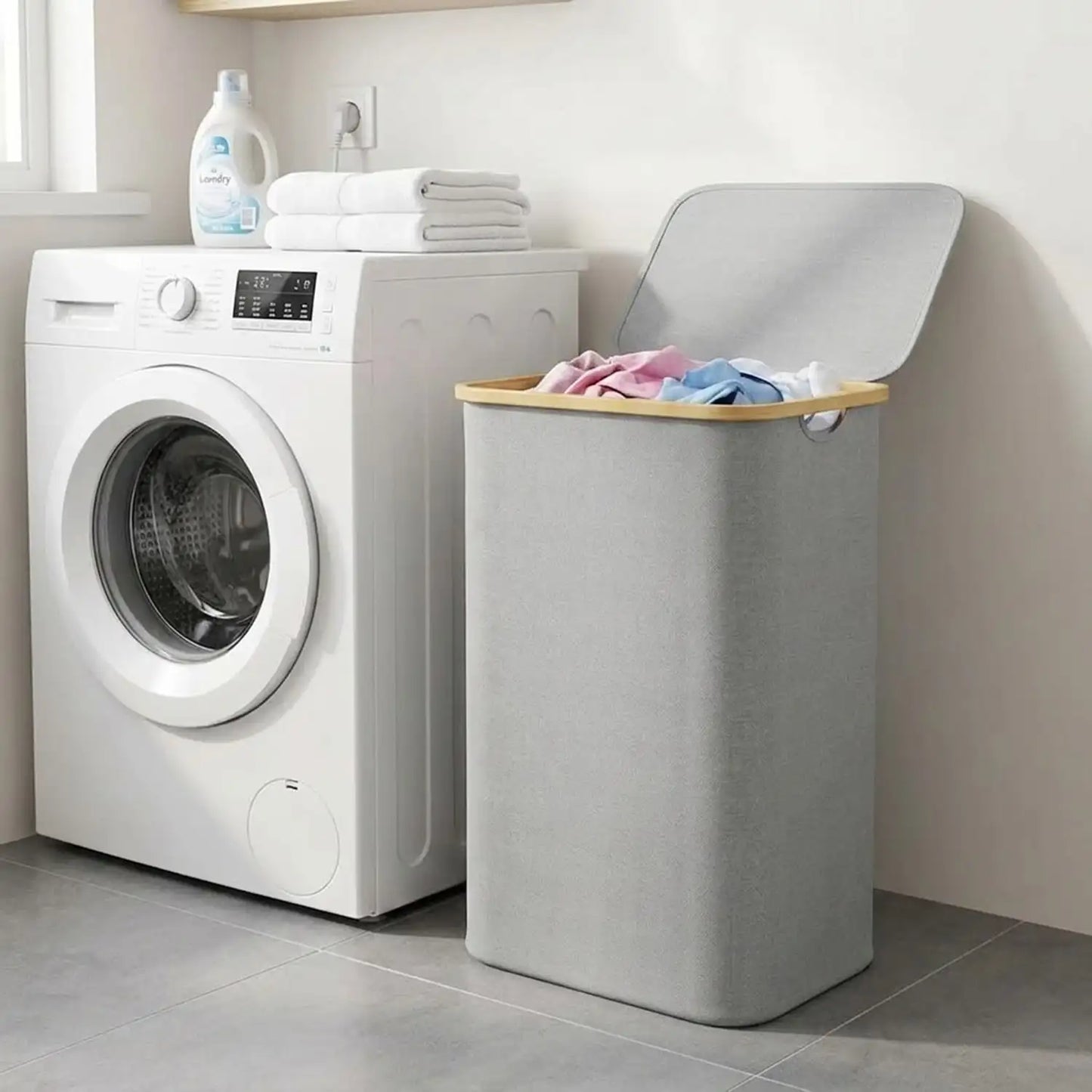110L Large Capacity Laundry Hamper with Lid & Handles.  Collapsible Oxford Fabric Basket