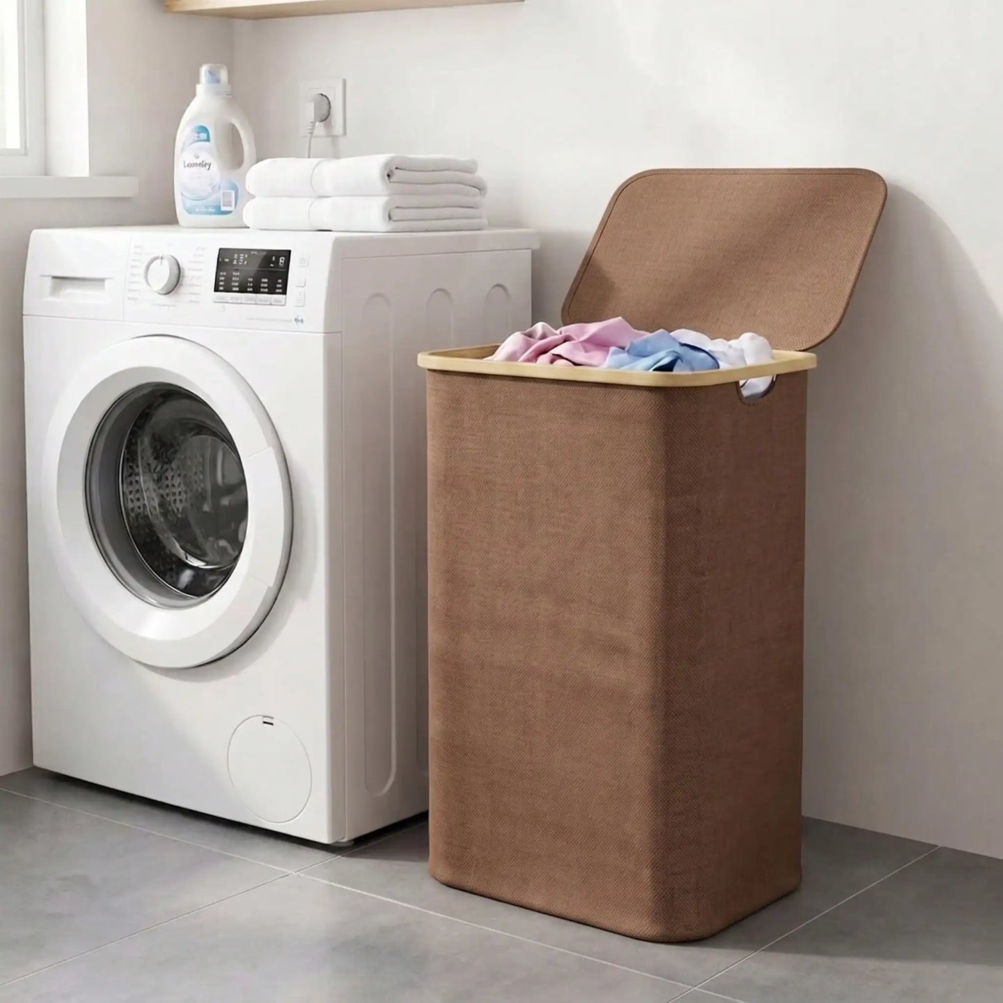 110L Large Capacity Laundry Hamper with Lid & Handles.  Collapsible Oxford Fabric Basket