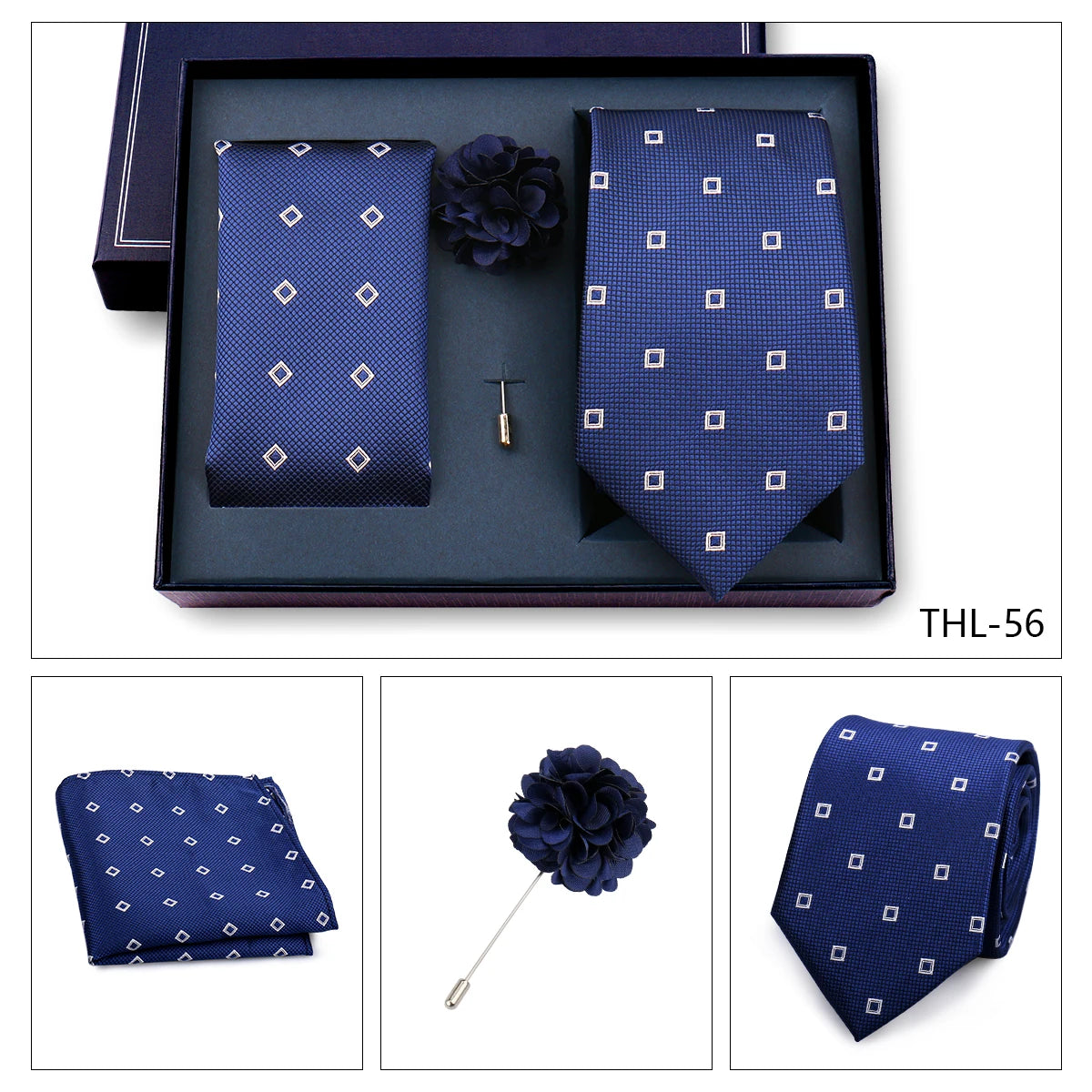 Luxury Men’s Paisley Necktie Gift Set. Silk Tie, Pocket Square, Cufflinks & Gift Box for Weddings & Business