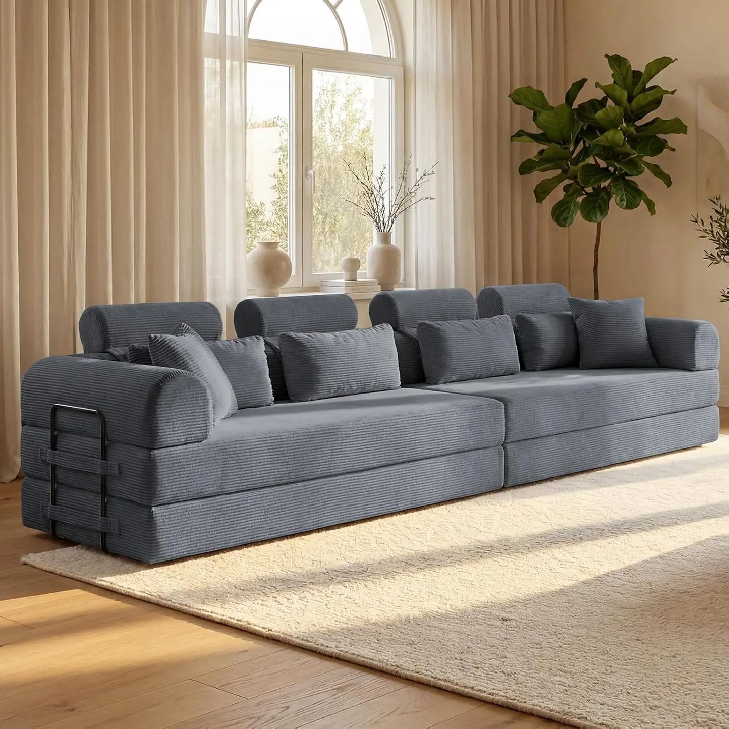 78.8-Inch Convertible Futon Sofa Bed with High Back