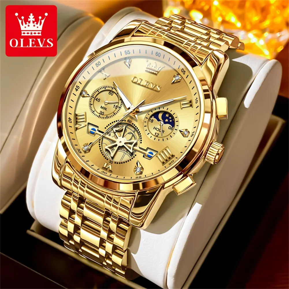 Men’s Classic Roman Numeral Watch. Elegant Metal Bracelet Design