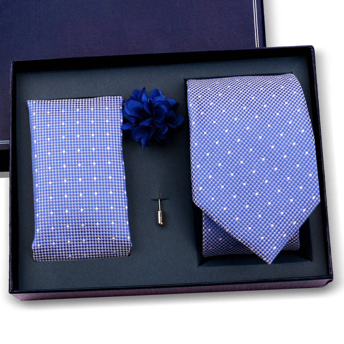 Luxury Men’s Paisley Necktie Gift Set. Silk Tie, Pocket Square, Cufflinks & Gift Box for Weddings & Business