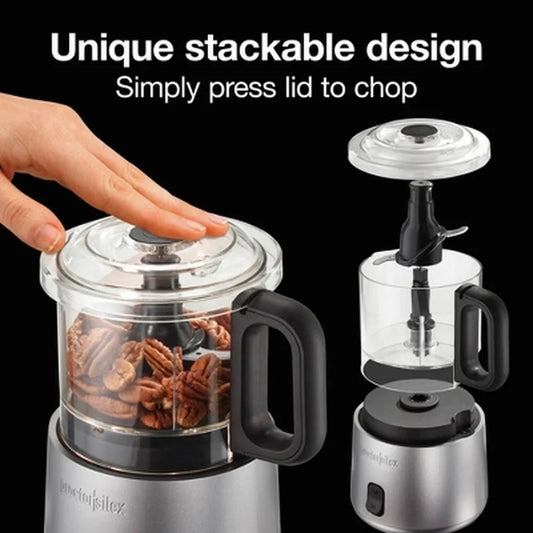 Electric Food Chopper 3.5 Cup Vegetable Processor Stackable Design Stainless Steel Blades 350W Dishwasher Safe Easy Cleanup
