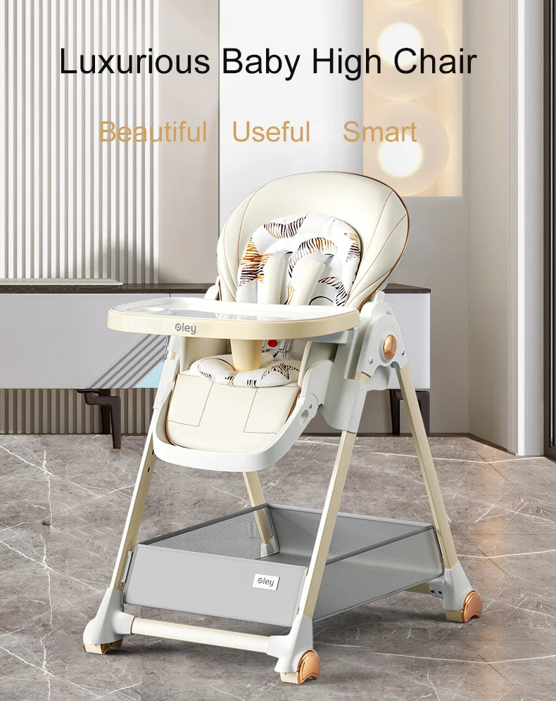 7-in-1 Convertible Baby High Chair with Adjustable Tray & Foldable Design