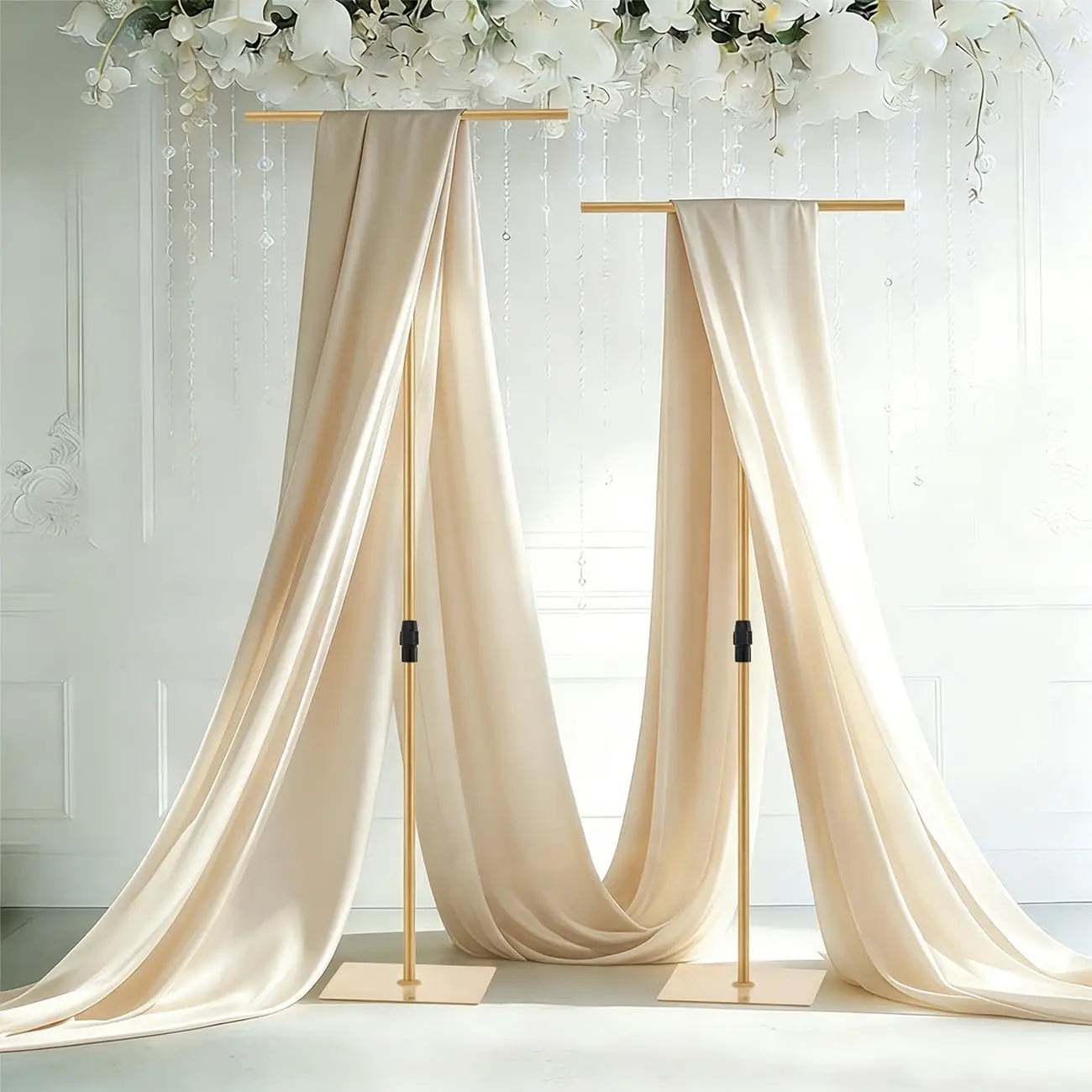 2-Piece Heavy-Duty T-Shape Backdrop Stand Set.  Adjustable Metal Wedding Arch & Party Backdrop Display Frame for Birthdays, Baby Showers & Events