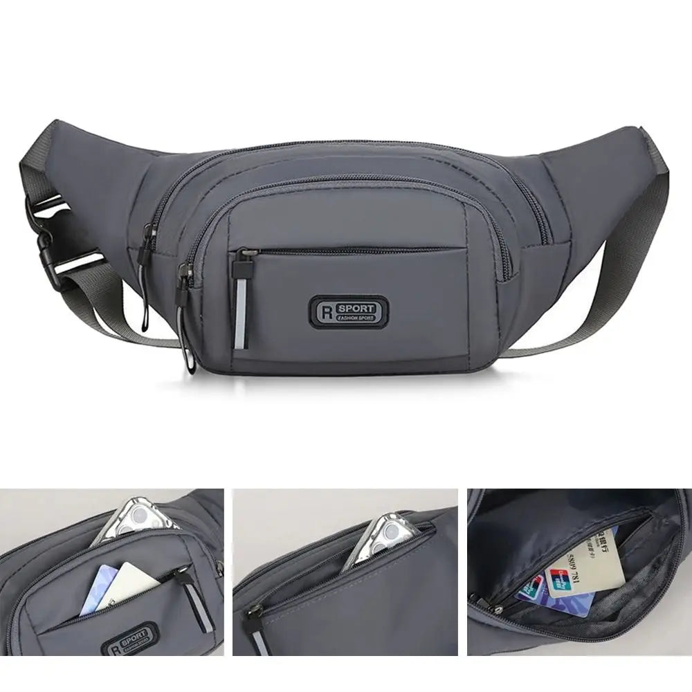 Large Capacity Men’s Nylon Waist Bag with Adjustable Strap