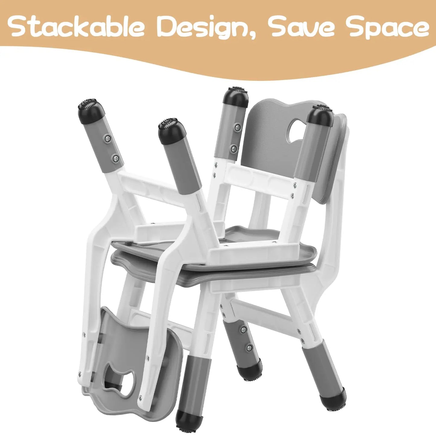2-Piece Adjustable Kids Chair Set – Stackable Children’s Seating with 3-Level Height Adjustment
