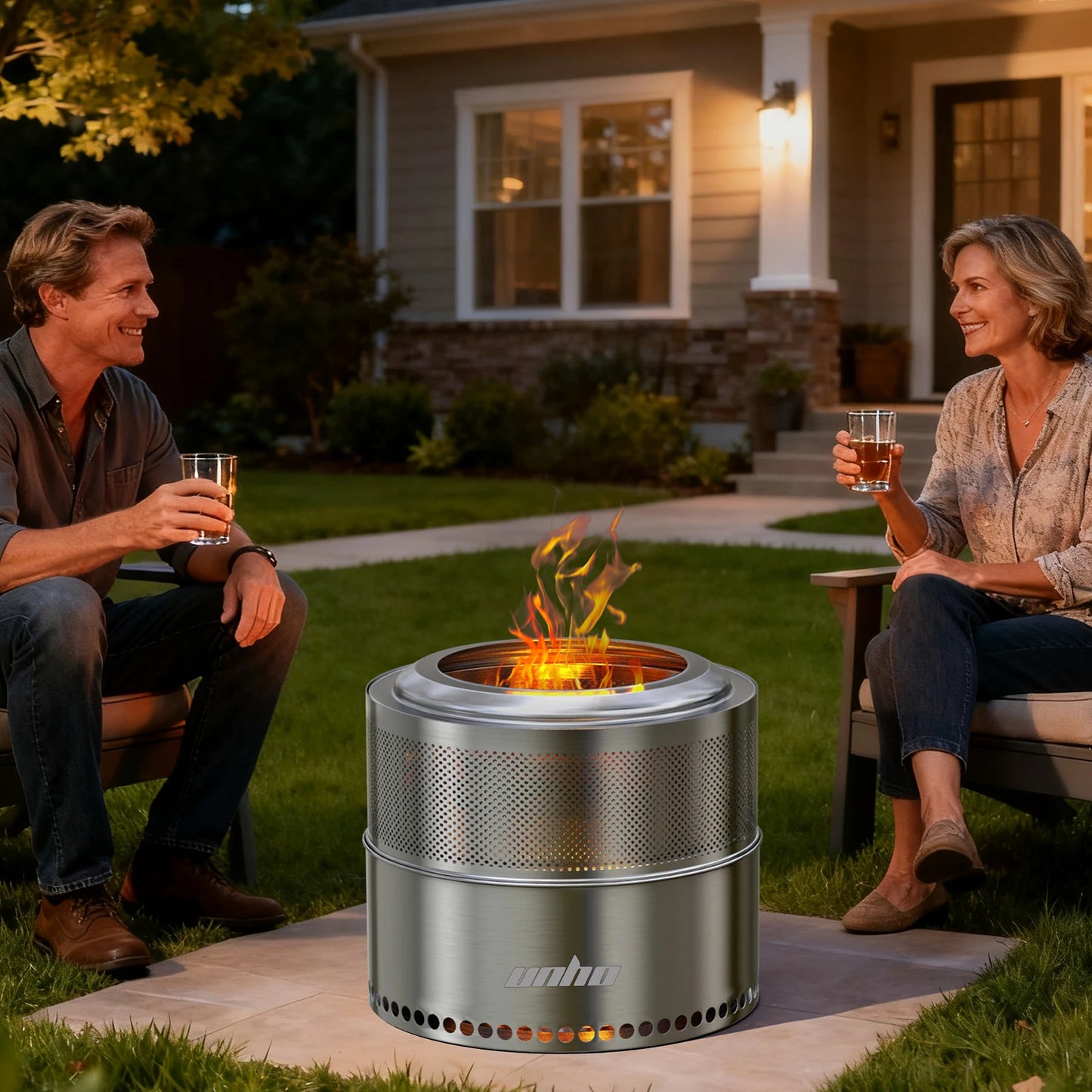 Large Smokeless Stainless Steel Fire Pit – Portable Outdoor Wood Burning Fire Pit with Carry Bag