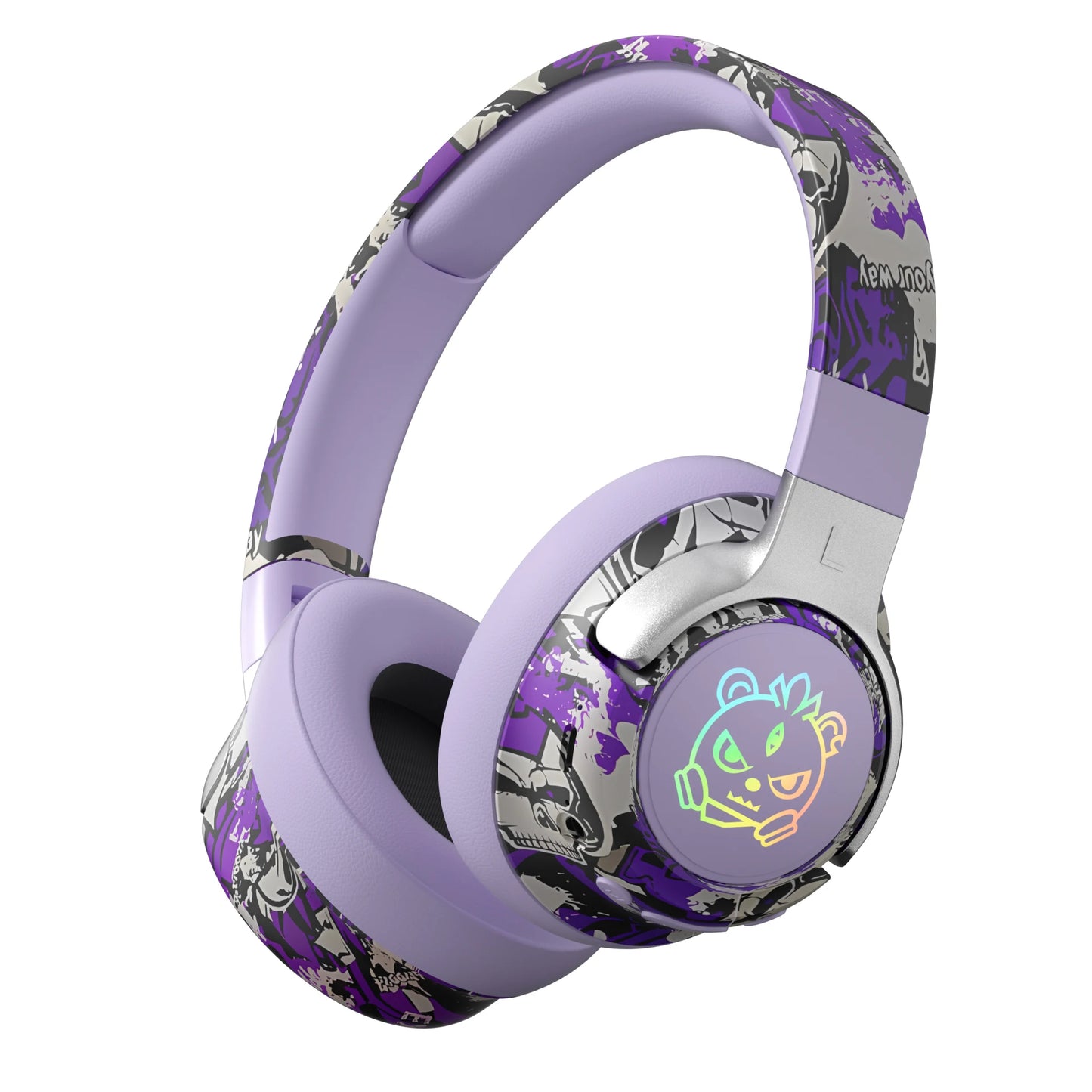 Wireless LED Light-Up Graffiti Style Bluetooth Over-Ear Headphones