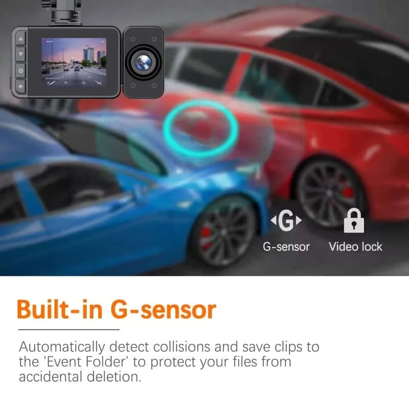1600P Dual Dash Cam Front & Rear Camera with Night Vision, Loop Recording & Parking Monitor