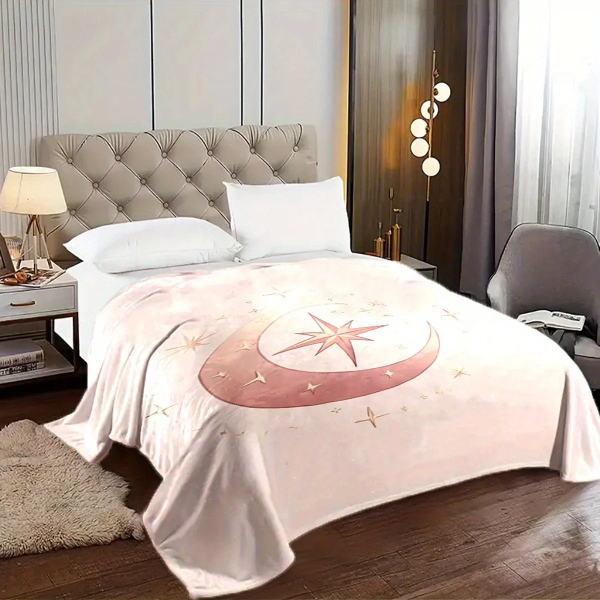 Ramadan Moon & Star Cozy Flannel Throw Blanket