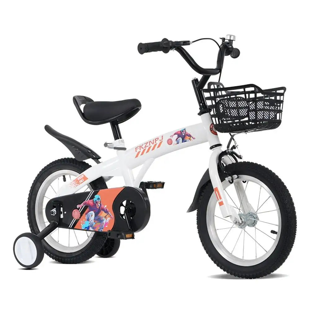 FKZNPJ 18-Inch Kids Bicycle . Bike with Training Wheels, Basket & Adjustable Seat for Boys and Girls