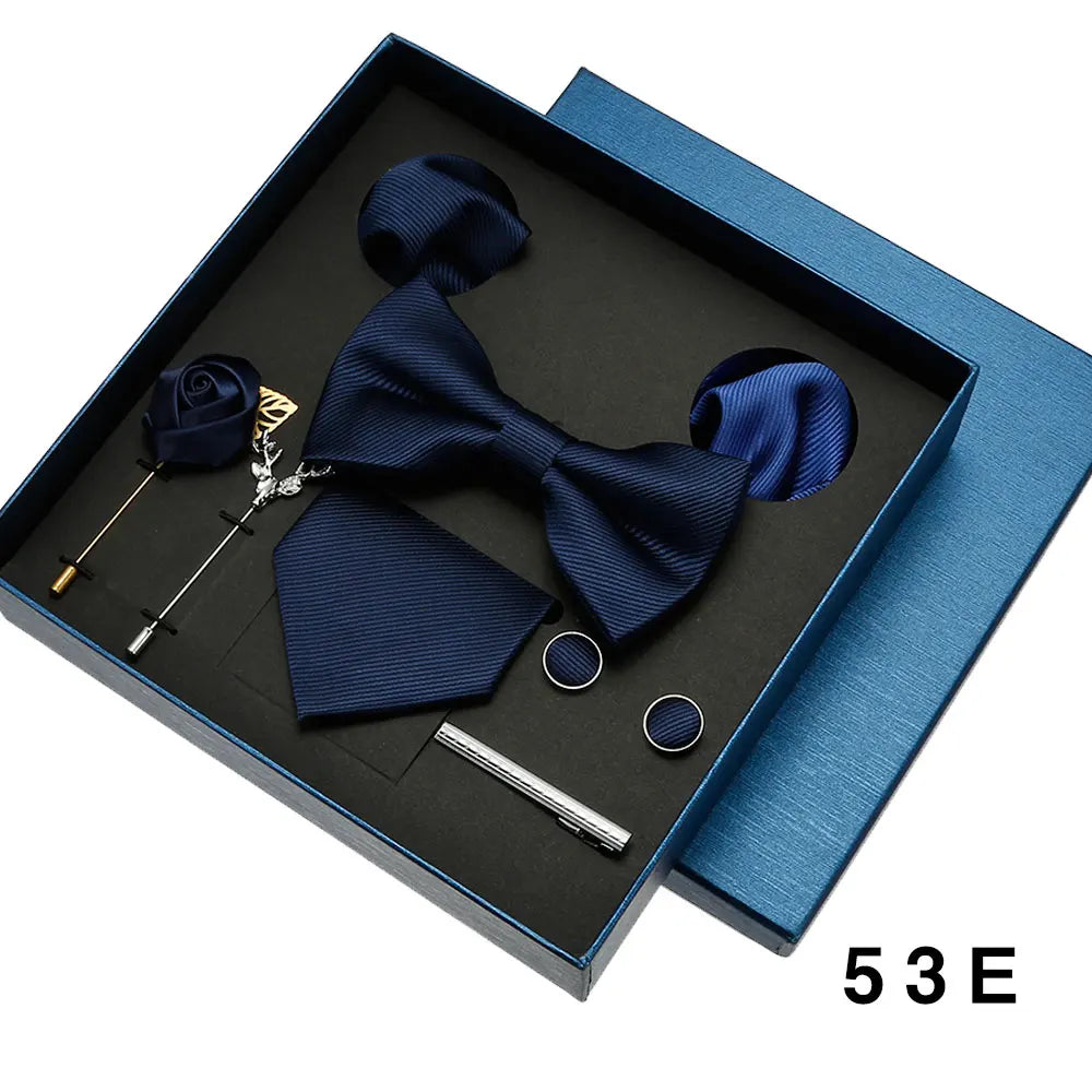 Luxury Men’s Bow Tie Gift Set with Pocket Square, Cufflinks & Lapel Pin