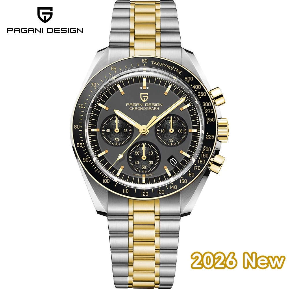 Men’s PAGANI DESIGN Watch – Stainless Steel Bracelet & Classic Round Dial