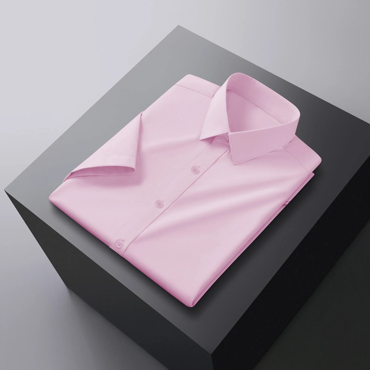 Men’s Business Casual Short Sleeve Shirt .Solid Color Summer Button Down