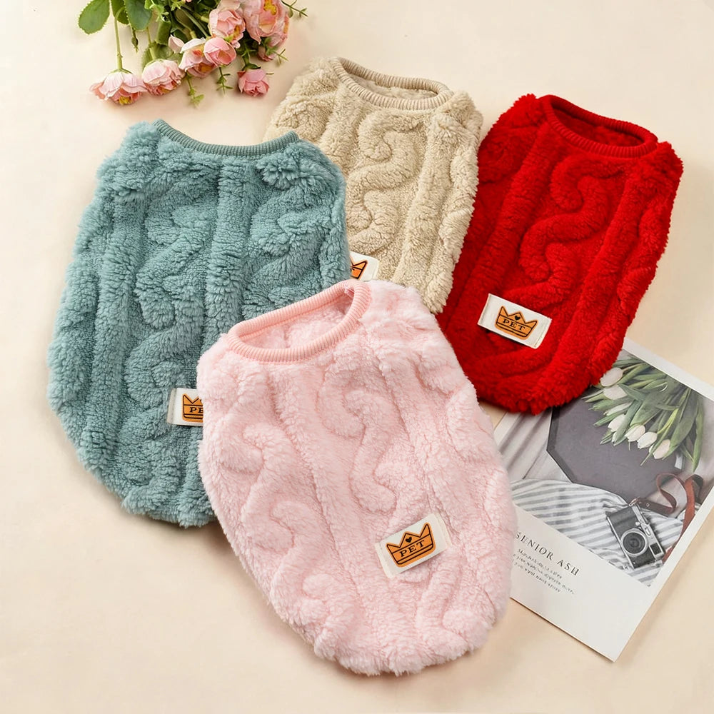 Winter Pet Clothes Warm Fleece Kitten Vest Coat For Small Cats Dogs Cozy Plush Solid Pullover Sleeveless Sweater Sphynx Costume