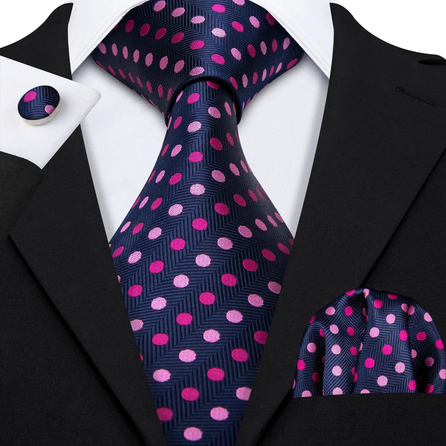 Luxury Designer Silk Tie Set for Men,  Necktie, Pocket Square & Cufflinks for Weddings, Business & Formal Events