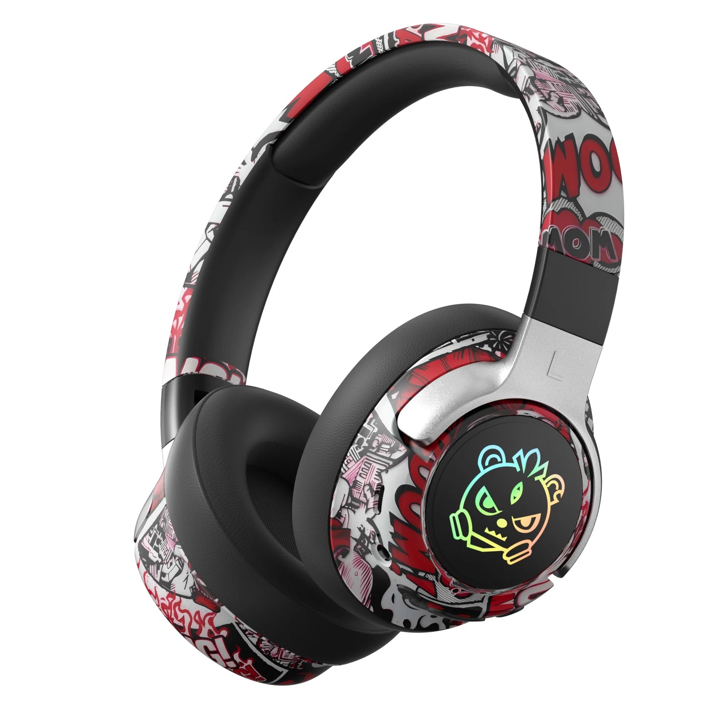 Wireless LED Light-Up Graffiti Style Bluetooth Over-Ear Headphones