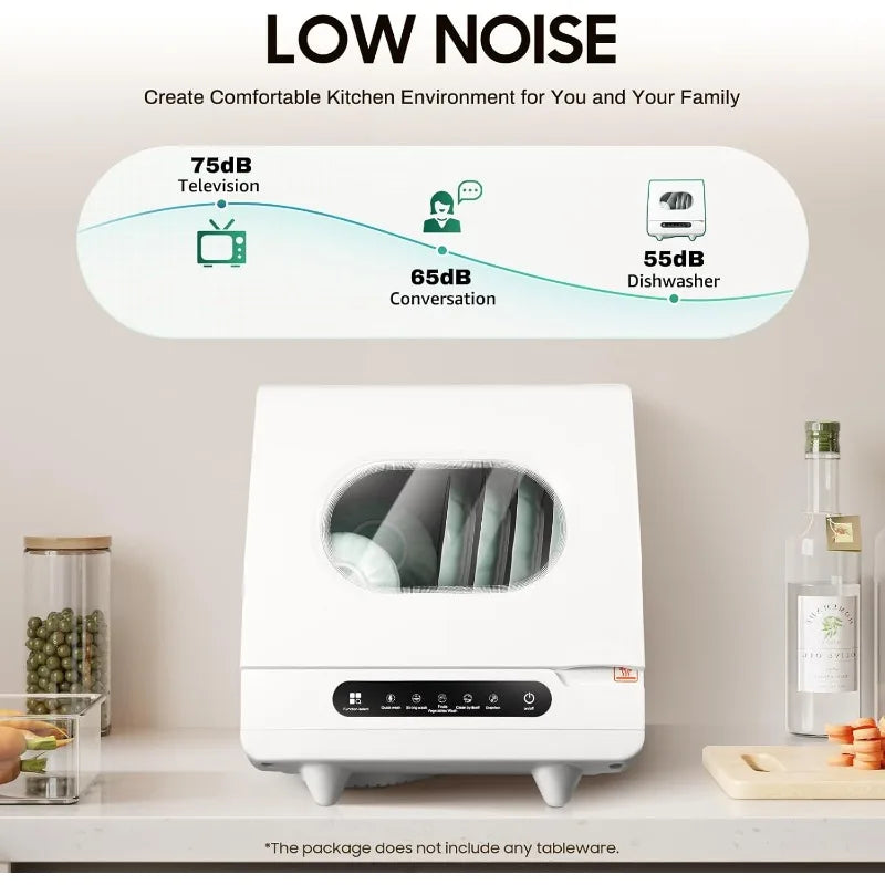 Portable Countertop Dishwasher 158℉ Mini Dishwasher 5 Programs 5L Automatic Dishwashing Machine 360° Spray Deep Cleaning