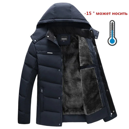 New Winter Jacket Men -15 Degree Thicken Warm Men Parkas Hooded Fleece Man's Jackets Outwear Cotton Coat Parka Jaqueta Masculina