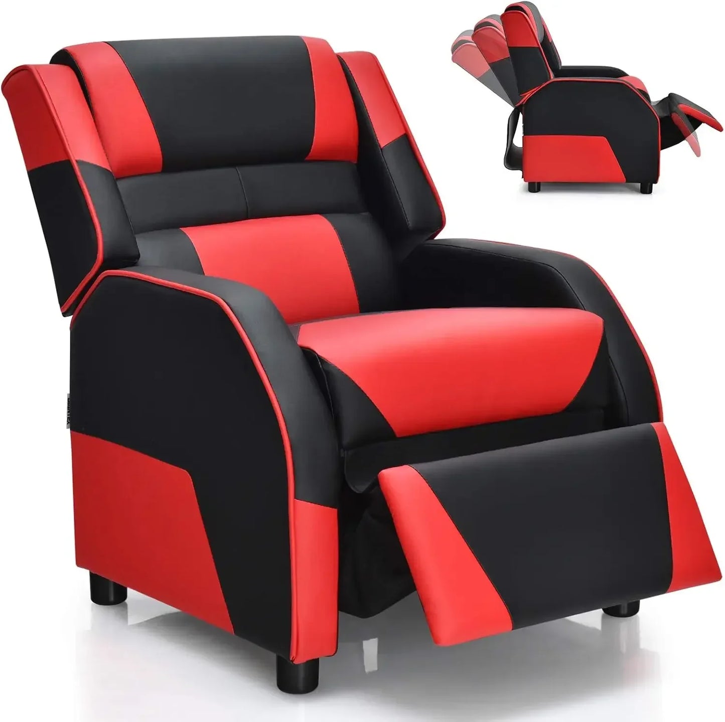 Kids Recliner, Gaming Recliner Chair with Footrest, Headrest & Lumbar Support, Ergonomic Leather Lounge Chair Toddler Furniture