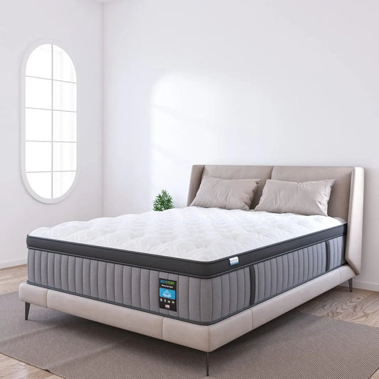 Firm Full Mattress 12 Inch Deep Sleep Hybrid Mattresses Pain Relief 7-Zone Contouring Bed in a Box Extra Lumbar Support 365-Nigh