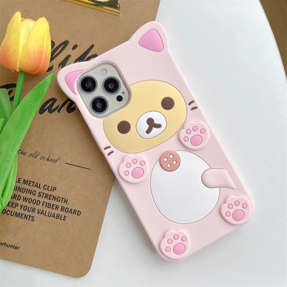 Cute Rilakkuma Bear Phone Case for iPhone Samsung