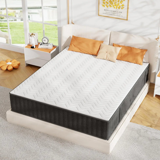 10 Inch Mattress Queen  Memory Foam Mattress in a Box  Cooling Charcoal Medium Firm Mattresses for Back Pain Relief  CertiPUR US