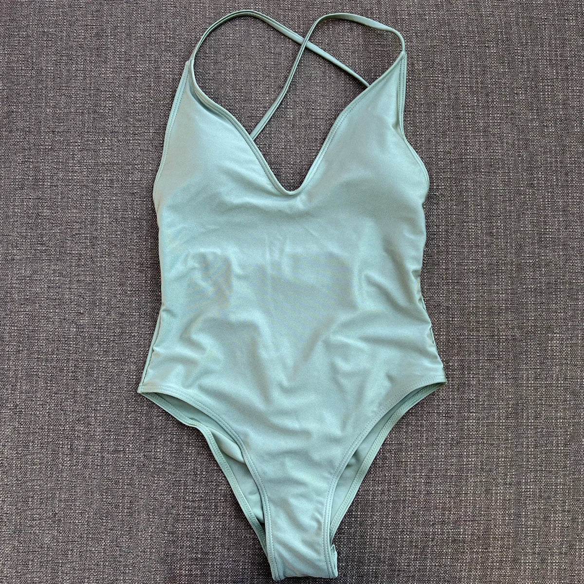 Women’s Padded One-Piece Monokini Swimsuit | Crisscross Back Push-Up Bathing Suit