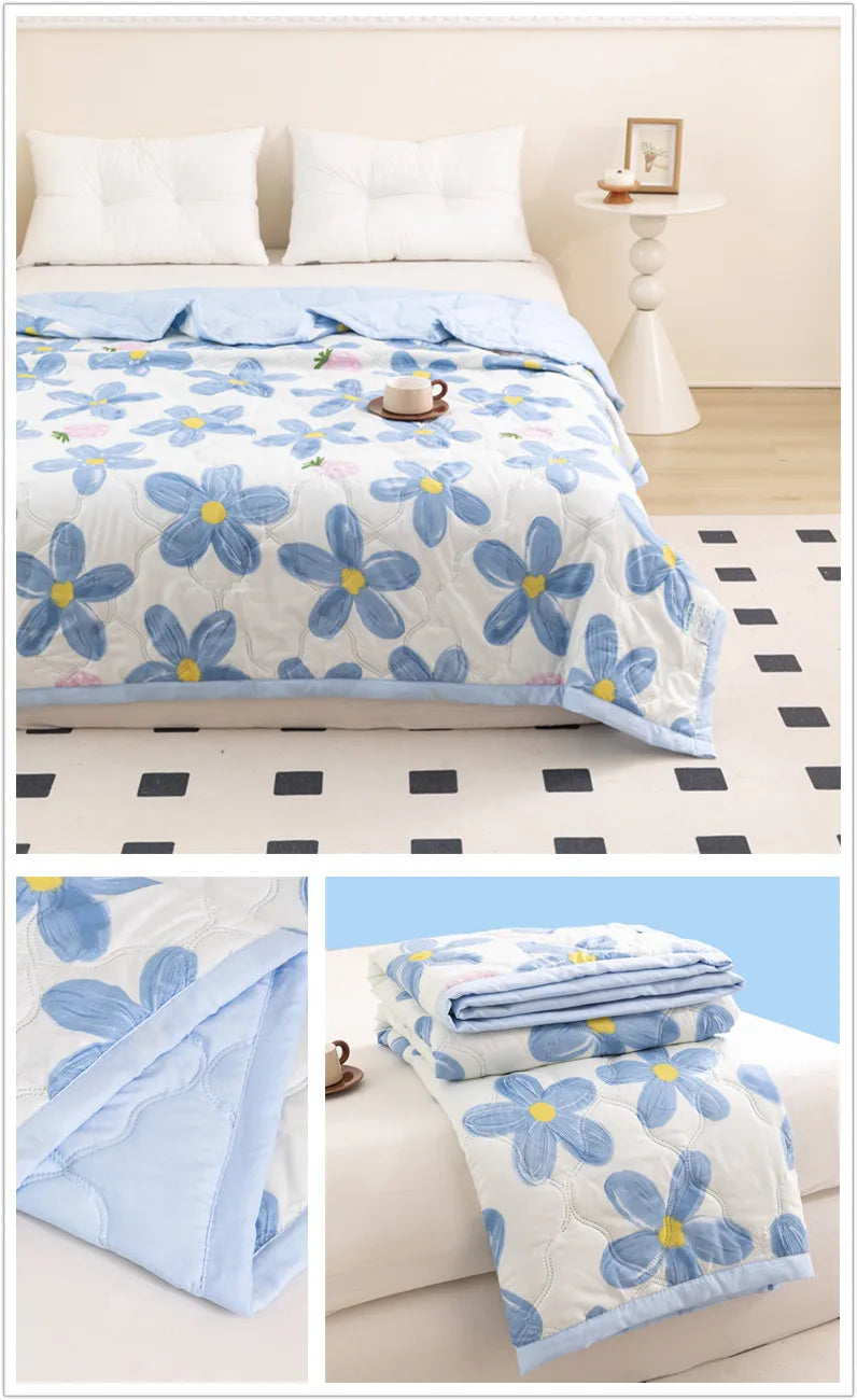 Floral Style Duvet Summer Thin Quilt Skin-friendly Bedspread Air Conditioning Blanket edredones Adults Kids Room Comforter Quilt
