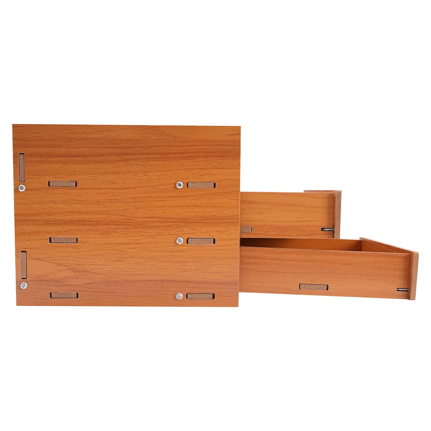 Computer Monitor Stand with Storage Drawers, Wooden Desktop Monitor Riser & Laptop Stand Organizer for Home Office
