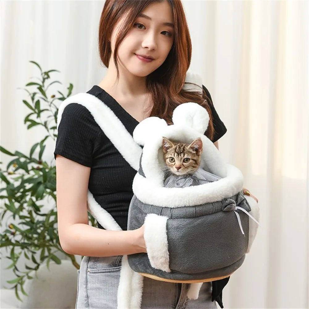 Luxury Cozy Pet Carrier Backpack . Warm Travel Sling for Small Dogs & Cats    Description: