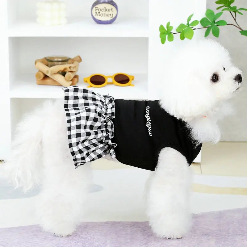 Luxury Plaid Summer Pet Dress for Small Dogs & Cats