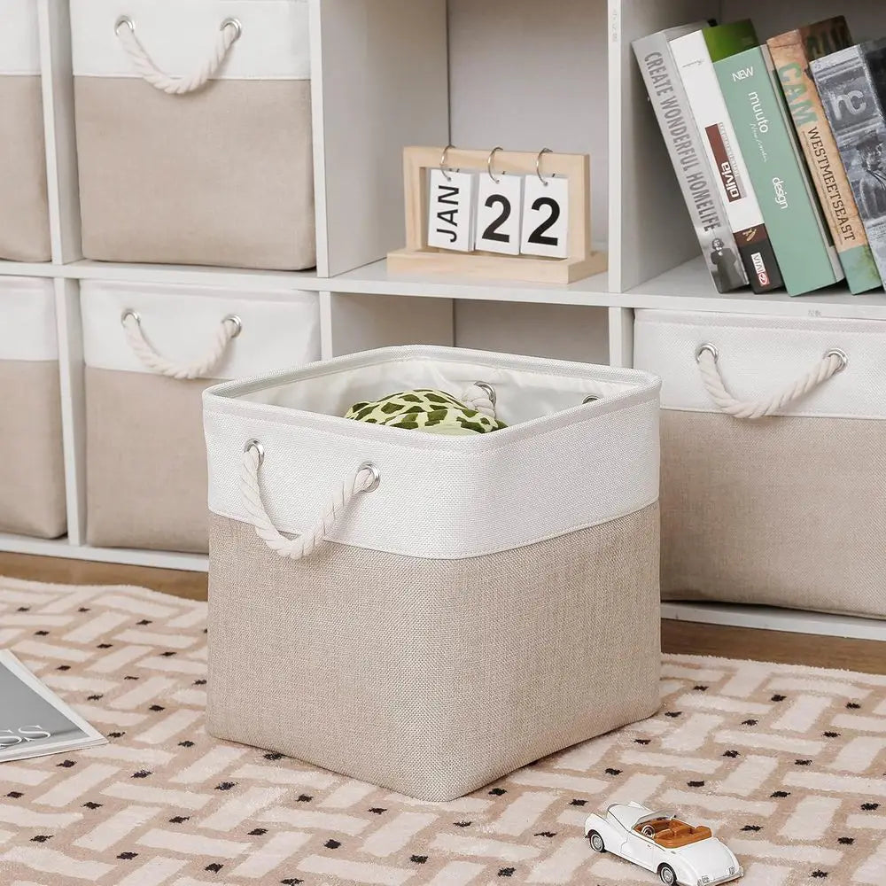 Foldable Fabric Storage Bins (6 Pack) 11x11 Inch Cube Organizer with Handles for Closet, Shelves & Home Storage