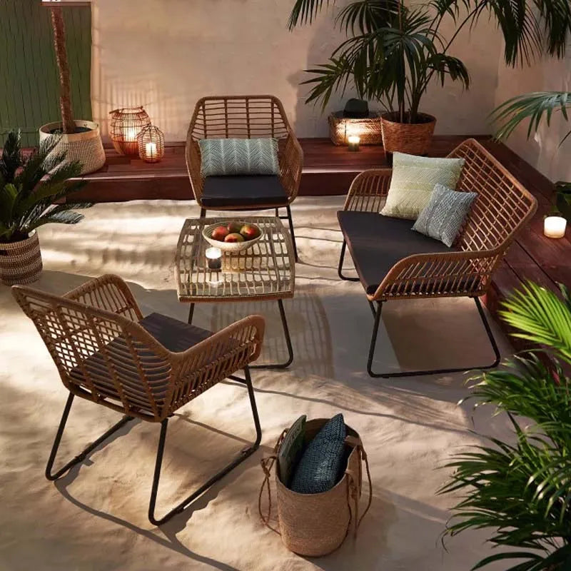 Modern Outdoor Patio Conversation Set.  Waterproof Balcony & Courtyard Lounge Furniture