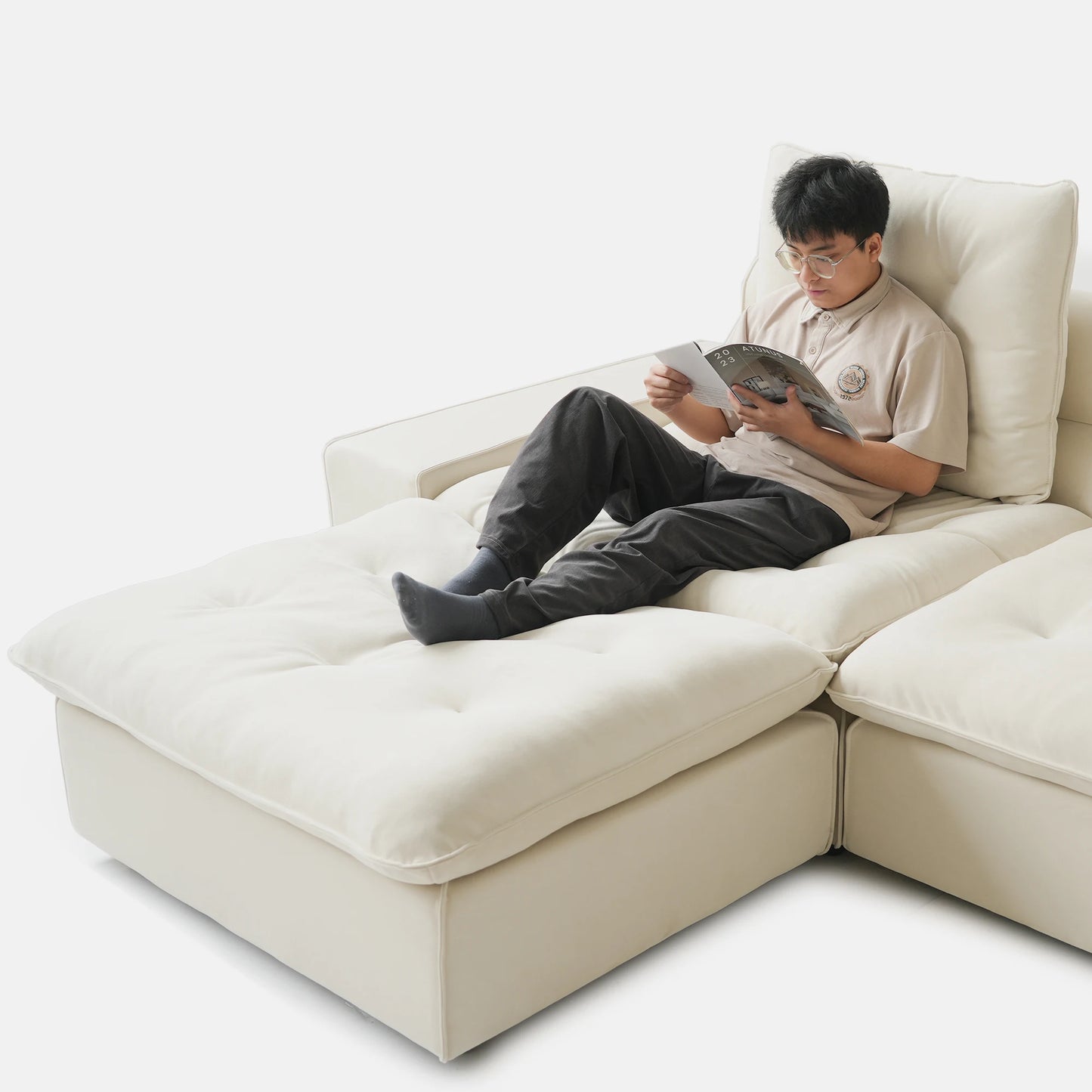 Modular Cloud Sectional Couch Oversized Down Filled Sofa Couches with Chaise Ottoman Adjustable Backrest Couch For Living Room