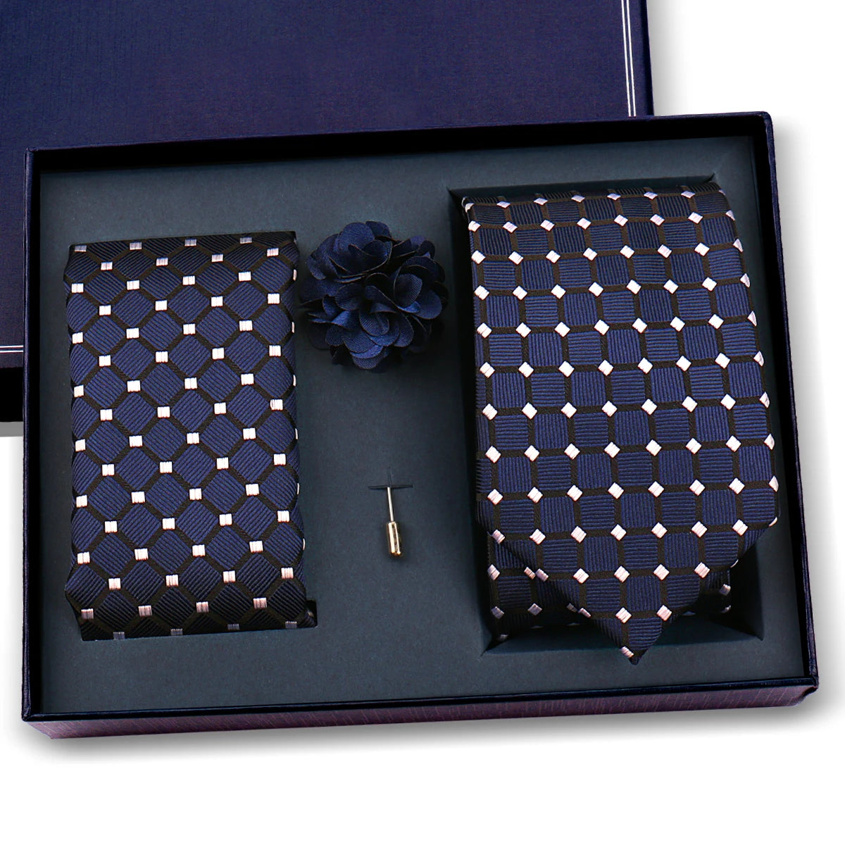 Luxury Men’s Paisley Necktie Gift Set. Silk Tie, Pocket Square, Cufflinks & Gift Box for Weddings & Business