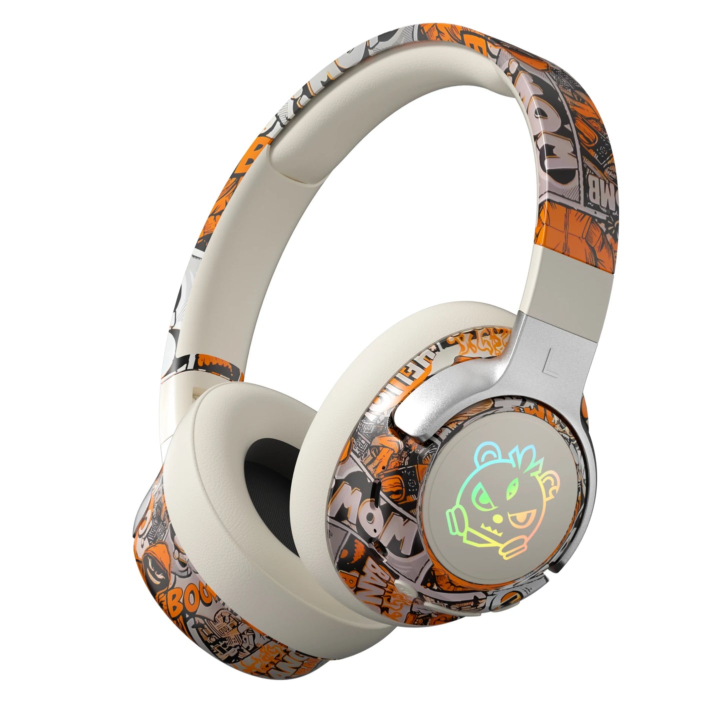 Wireless LED Light-Up Graffiti Style Bluetooth Over-Ear Headphones