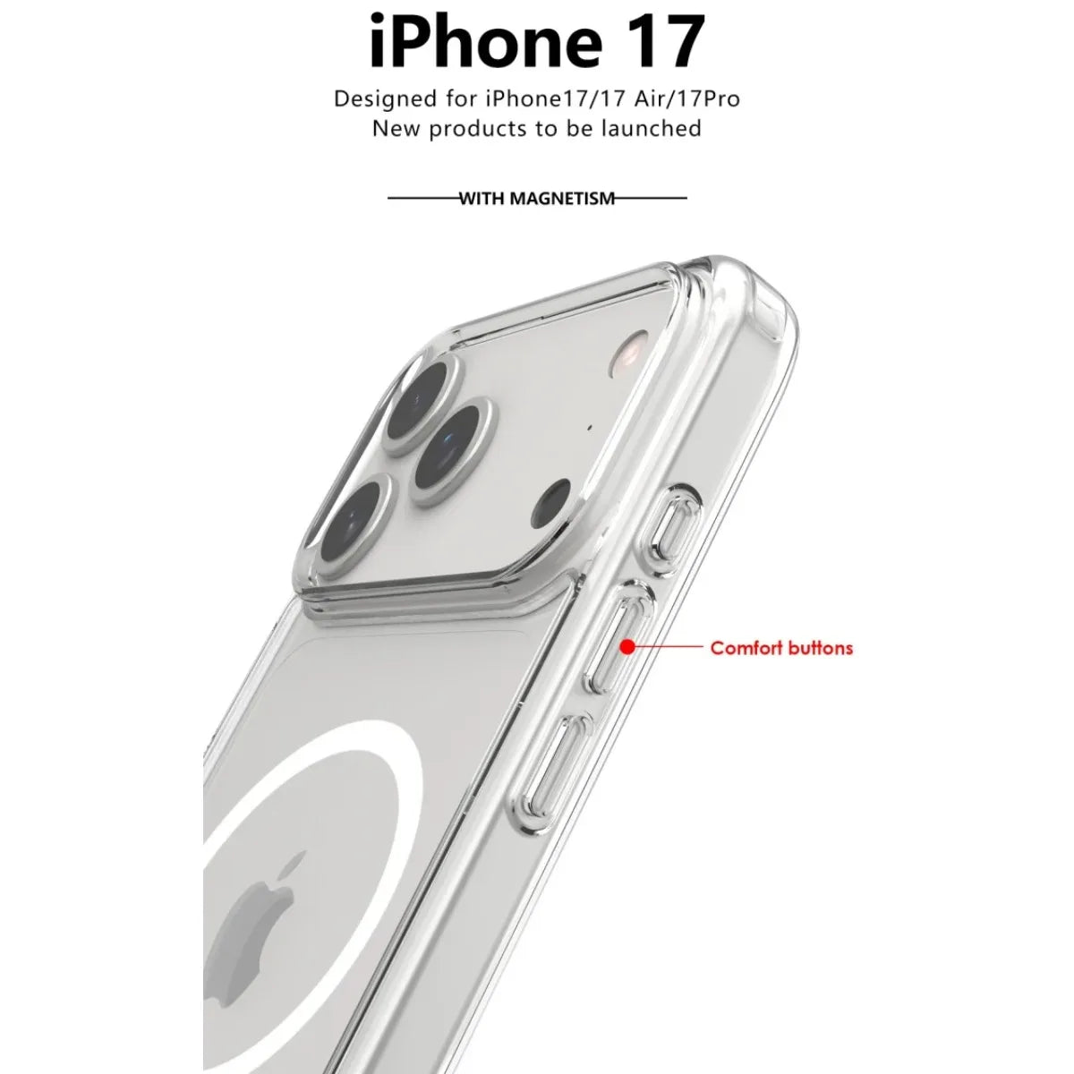 Clear Magnetic Shockproof Phone Case with Wireless Charging Compatibility