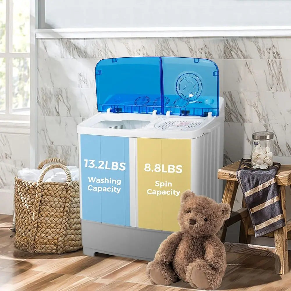 Portable 2-in-1 Twin Tub Washing Machine with Spin Dryer