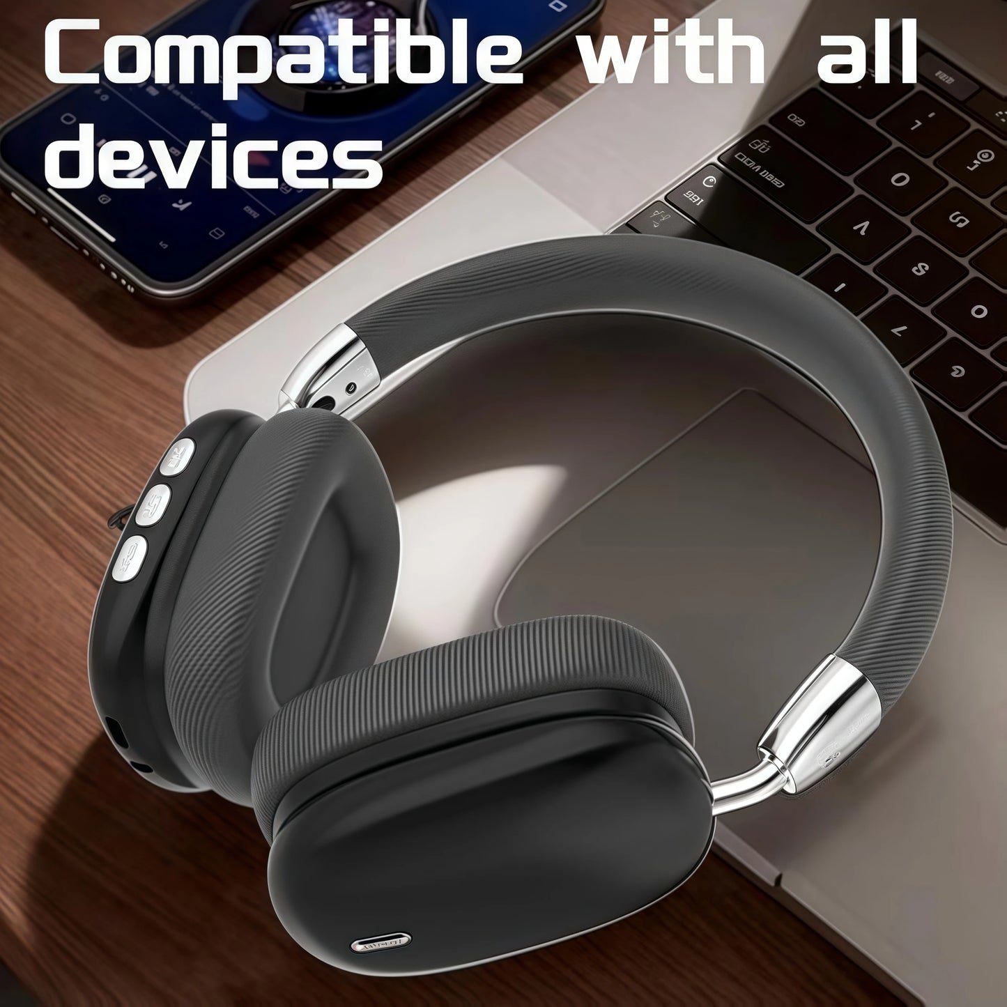 Wireless Bluetooth Over-Ear Headphones with Built-In Microphone