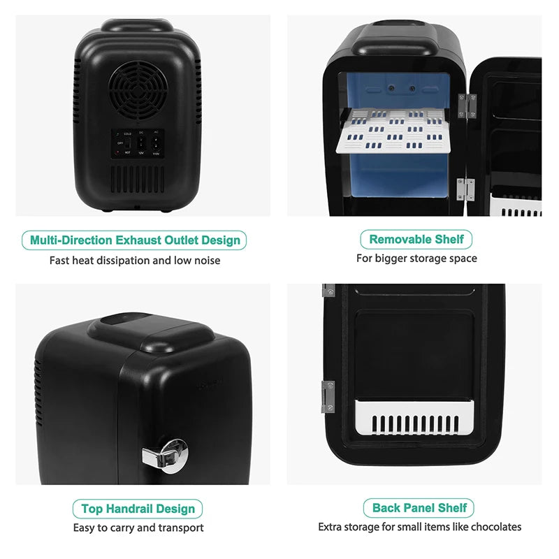CROWNFUL 4L Mini Fridge – Portable Personal Refrigerator & Warmer for Skincare, Cosmetics, Beverages, Snacks, Office, Bedroom & Travel