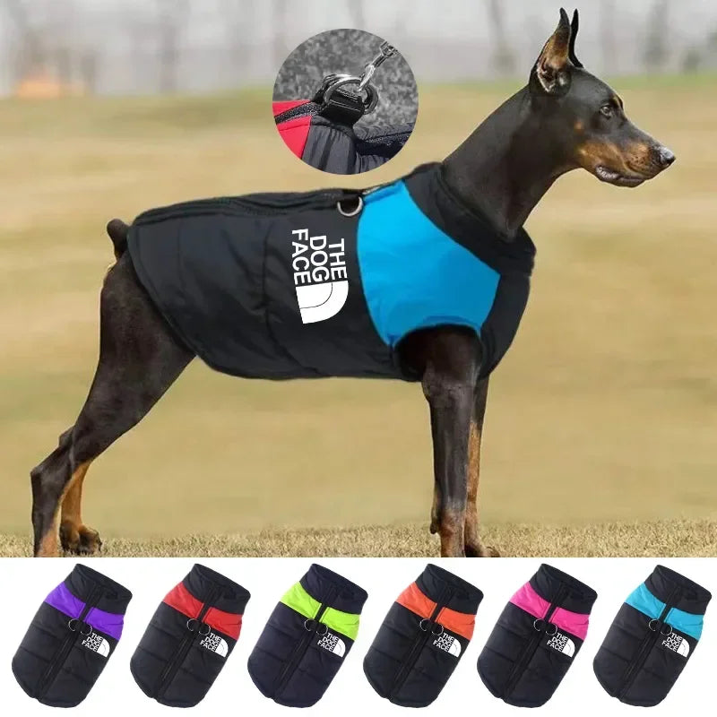 Waterproof Winter Dog Jacket. Warm Padded Pet Coat with Zipper Vest