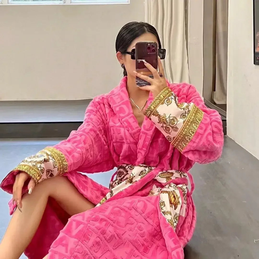 Autumn Winter Bathrobe With Pockets For Men And Women