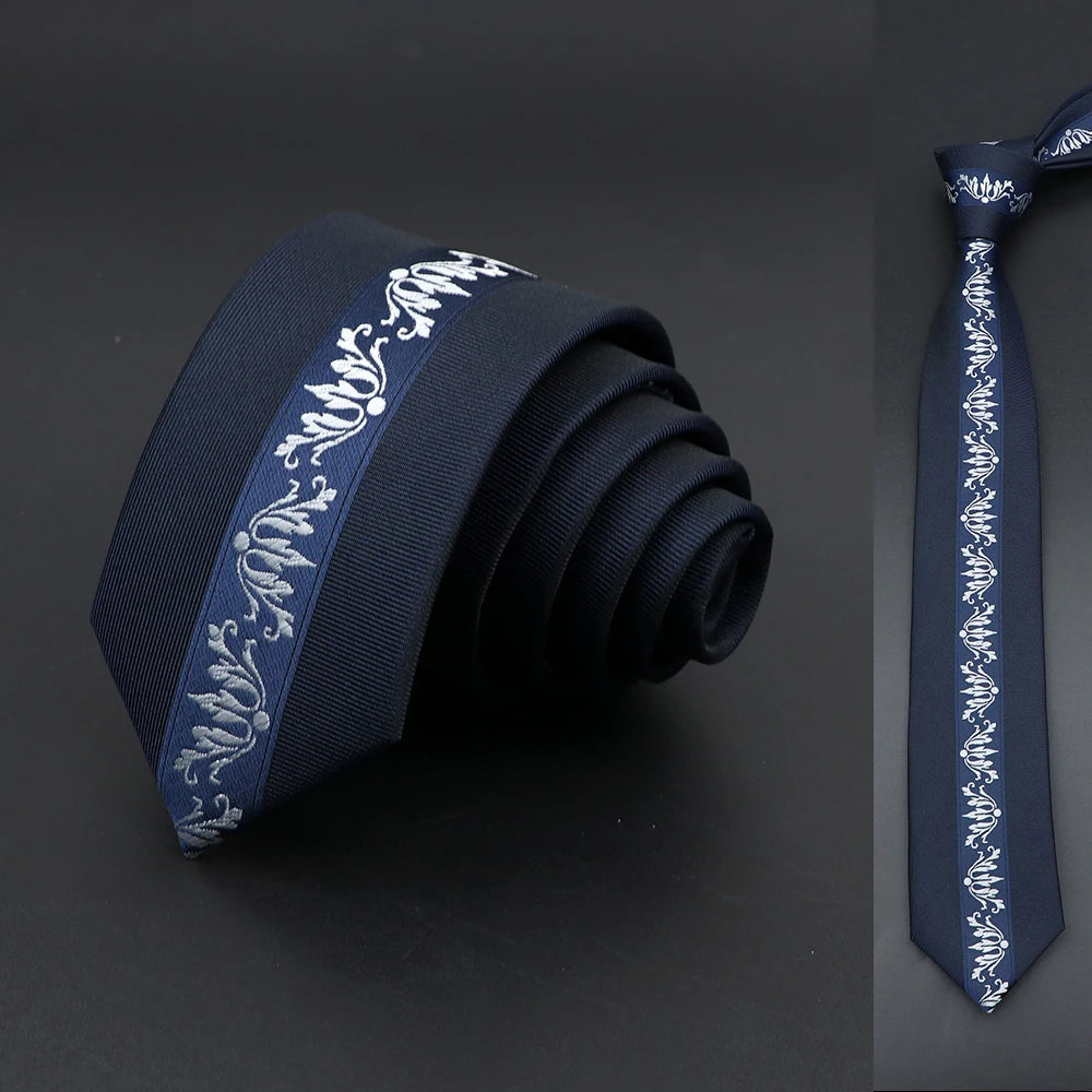 Men’s Skinny Floral Paisley Tie. Modern Wedding and Business Necktie