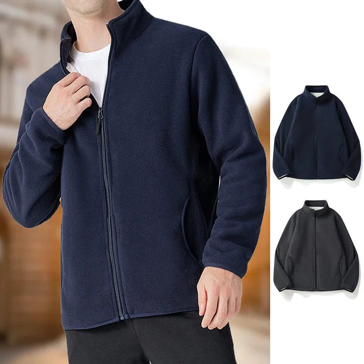 Men’s Warm Fleece Zip Up Jacket .Casual Autumn and Winter Coat