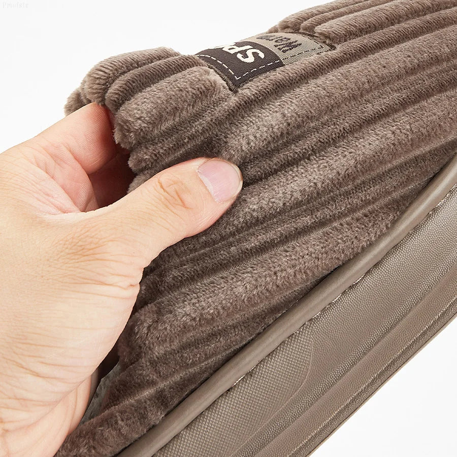 House Slippers For Men Furry Cozy Memory Foam Round Toe Couple Shoes Warm Winter Soft Plush Slippers