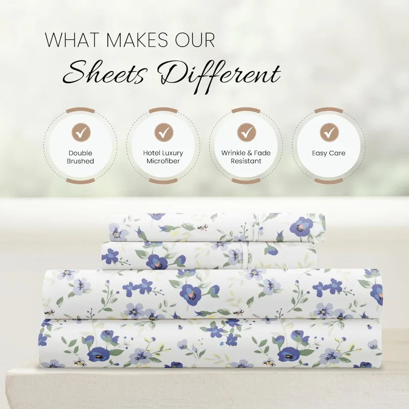 4 Piece Queen Sheet Set Light Blue Ultra Cooling Sheets